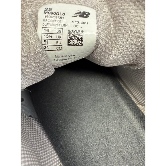 New Balance Shoe 990 V6 Mens 16 Gray USA Made Running Sneaker 2E M990GL6 - Picture 6 of 12